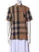 Burberry Plaid Print Short Sleeve Button-Up Top