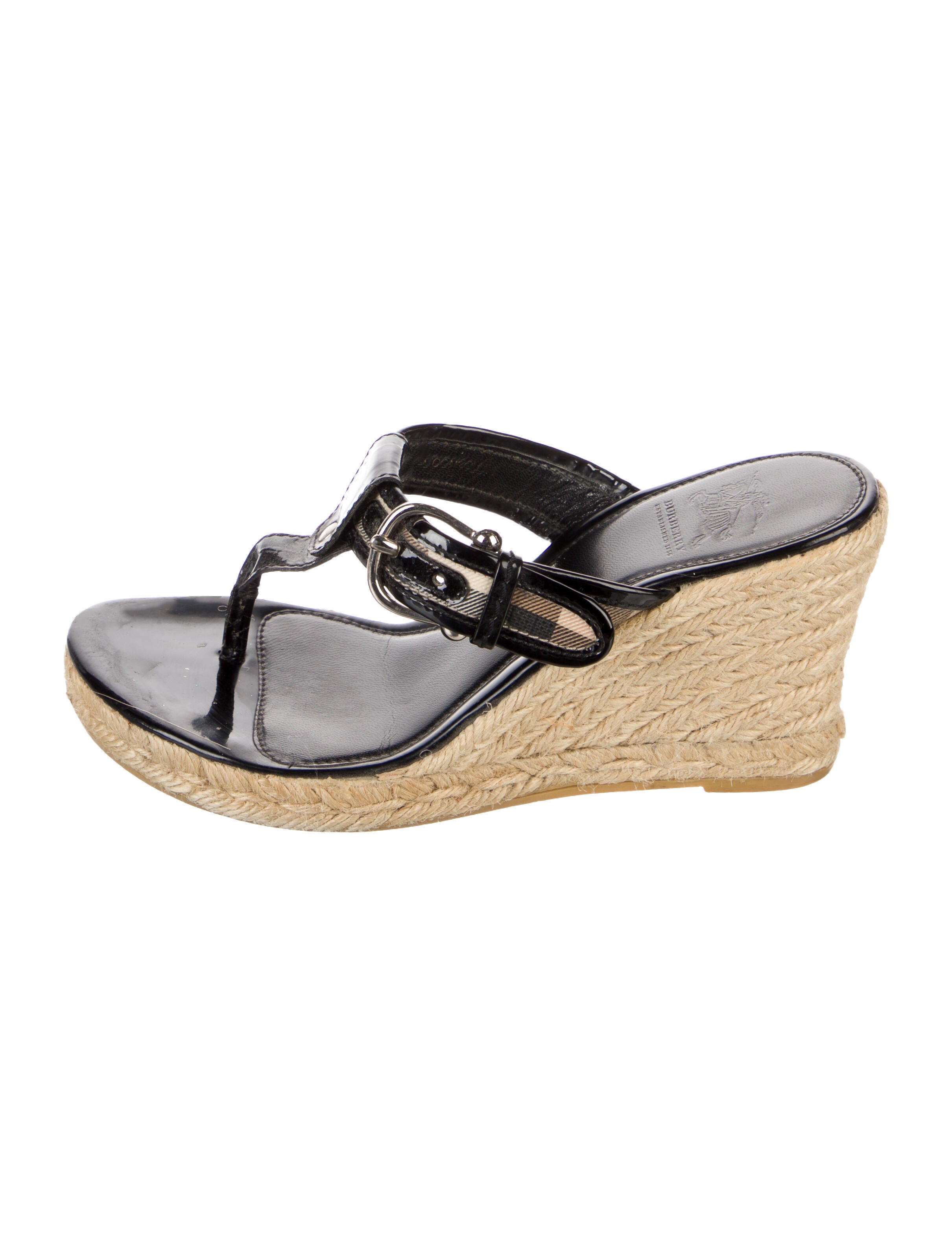 Burberry Nova Check Pattern Patent Leather Espadrilles