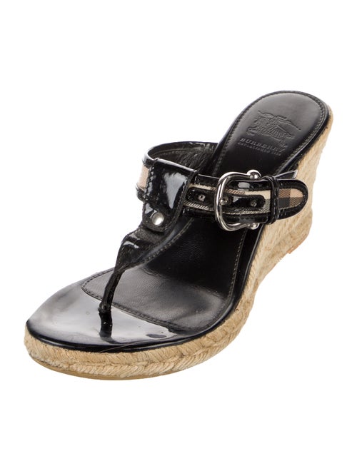 Burberry Nova Check Pattern Patent Leather Espadrilles