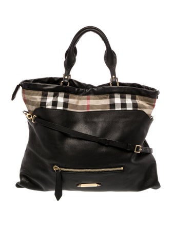 Burberry House Check Burberyy House Check Big Crush Leather Tote
