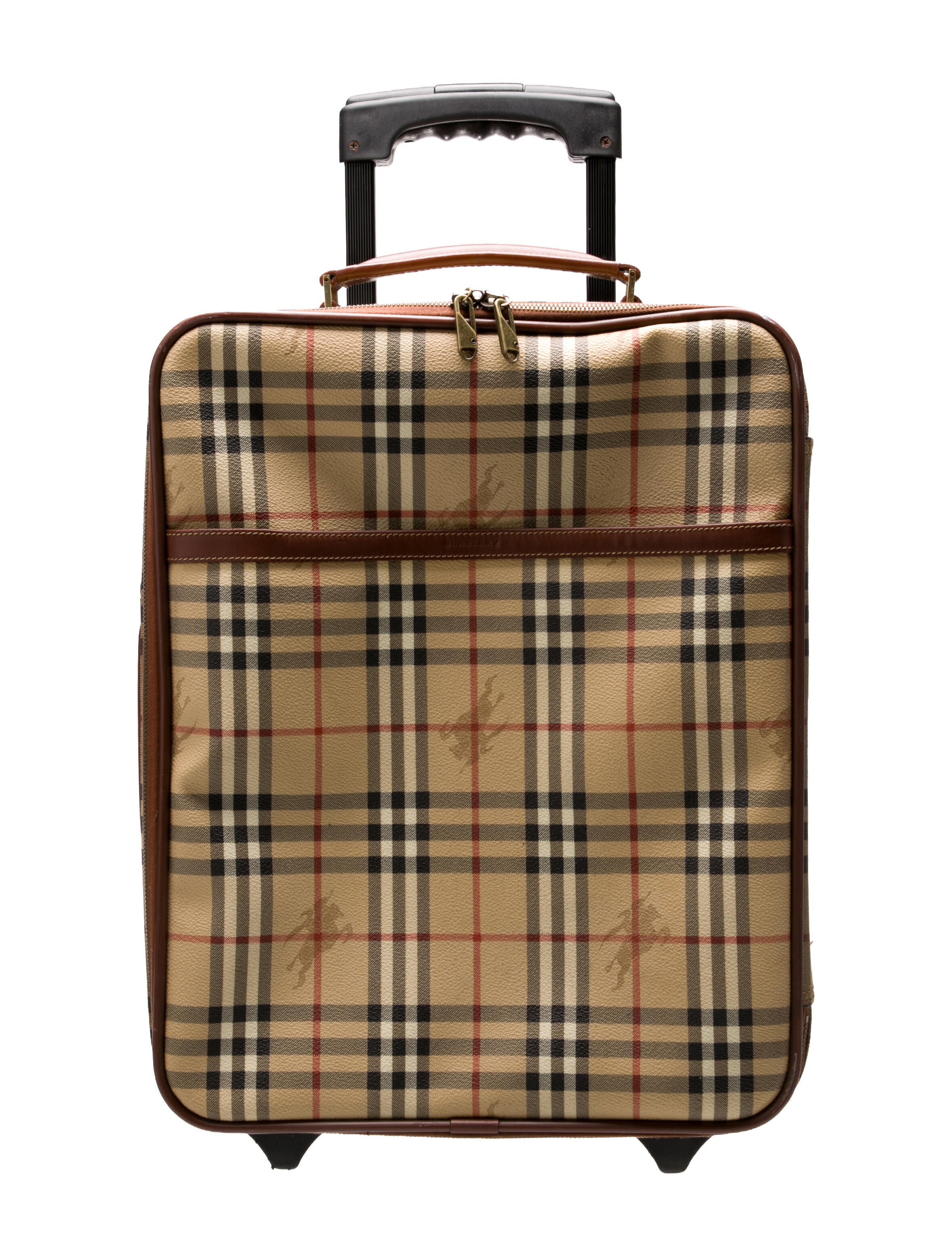 Burberry Haymarket Check Leather Trimmed Carry-On suitcase.
