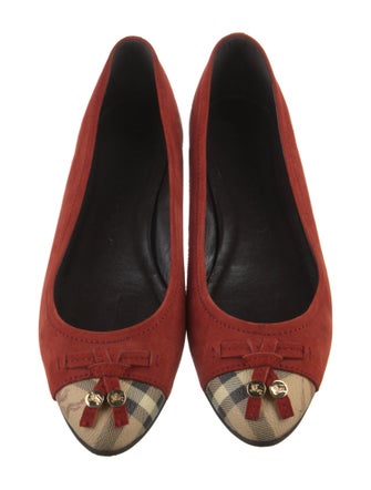 Burberry Nova Check Pattern Suede Flats