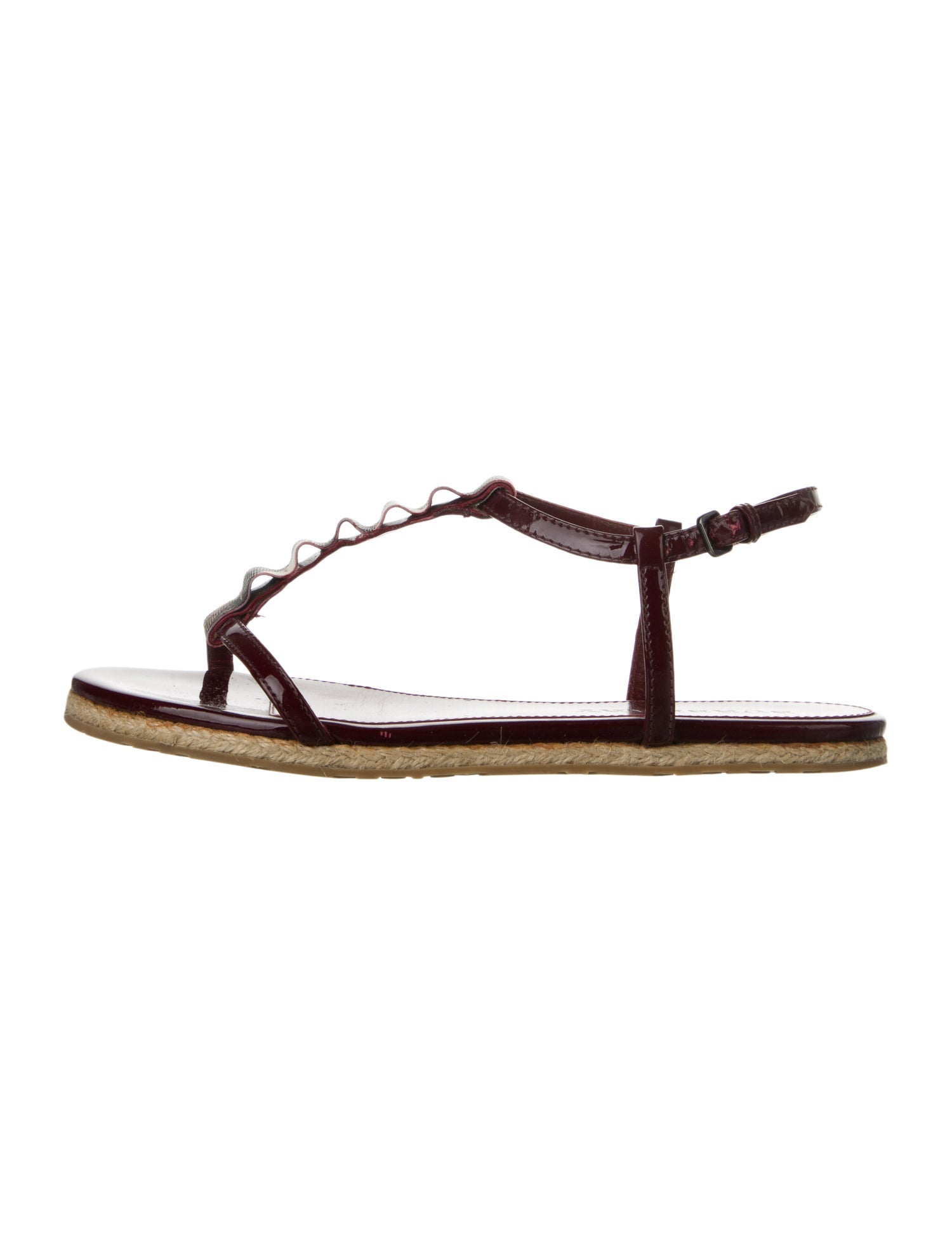 Burberry Patent Leather T-Strap Sandals
