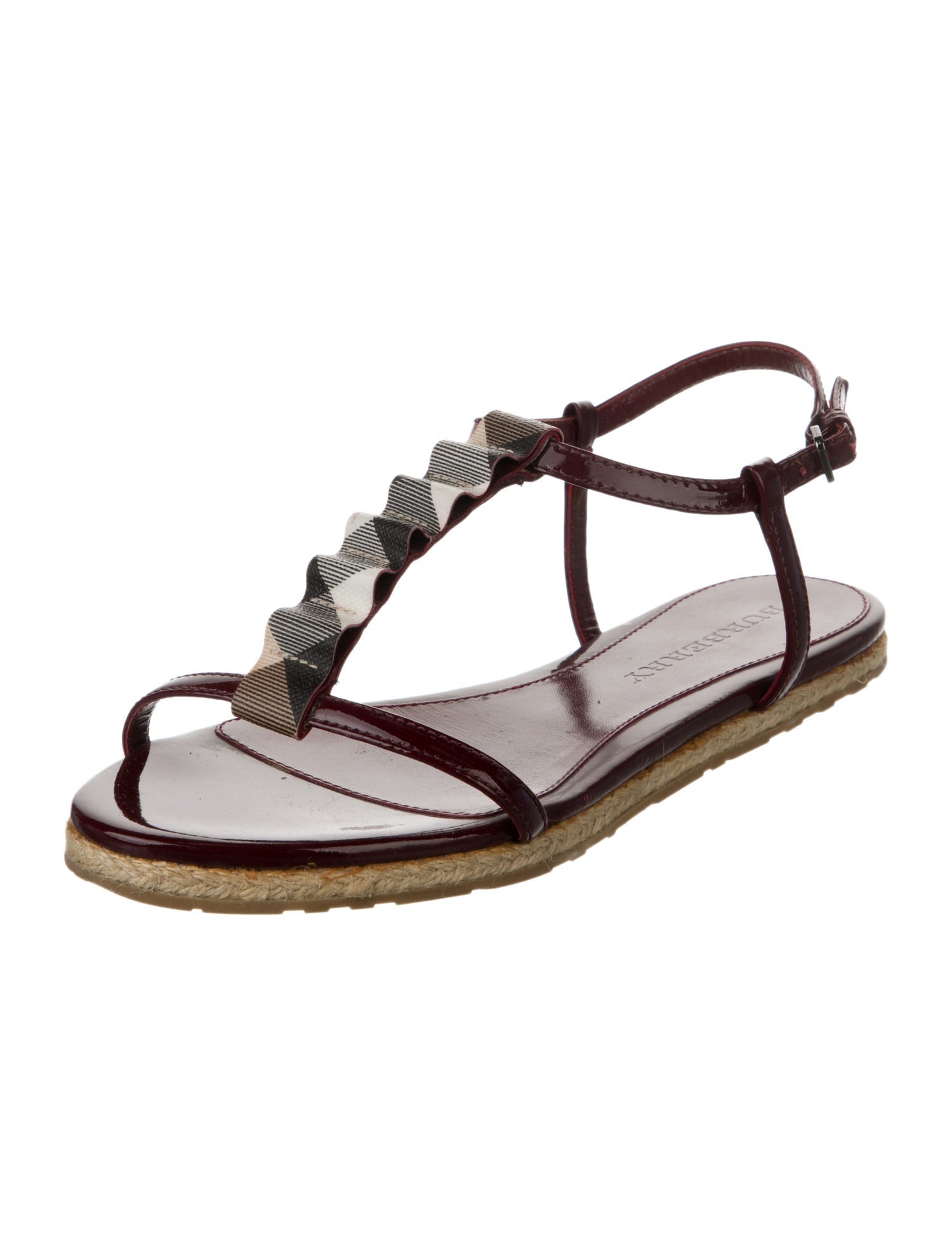 Burberry Patent Leather T-Strap Sandals
