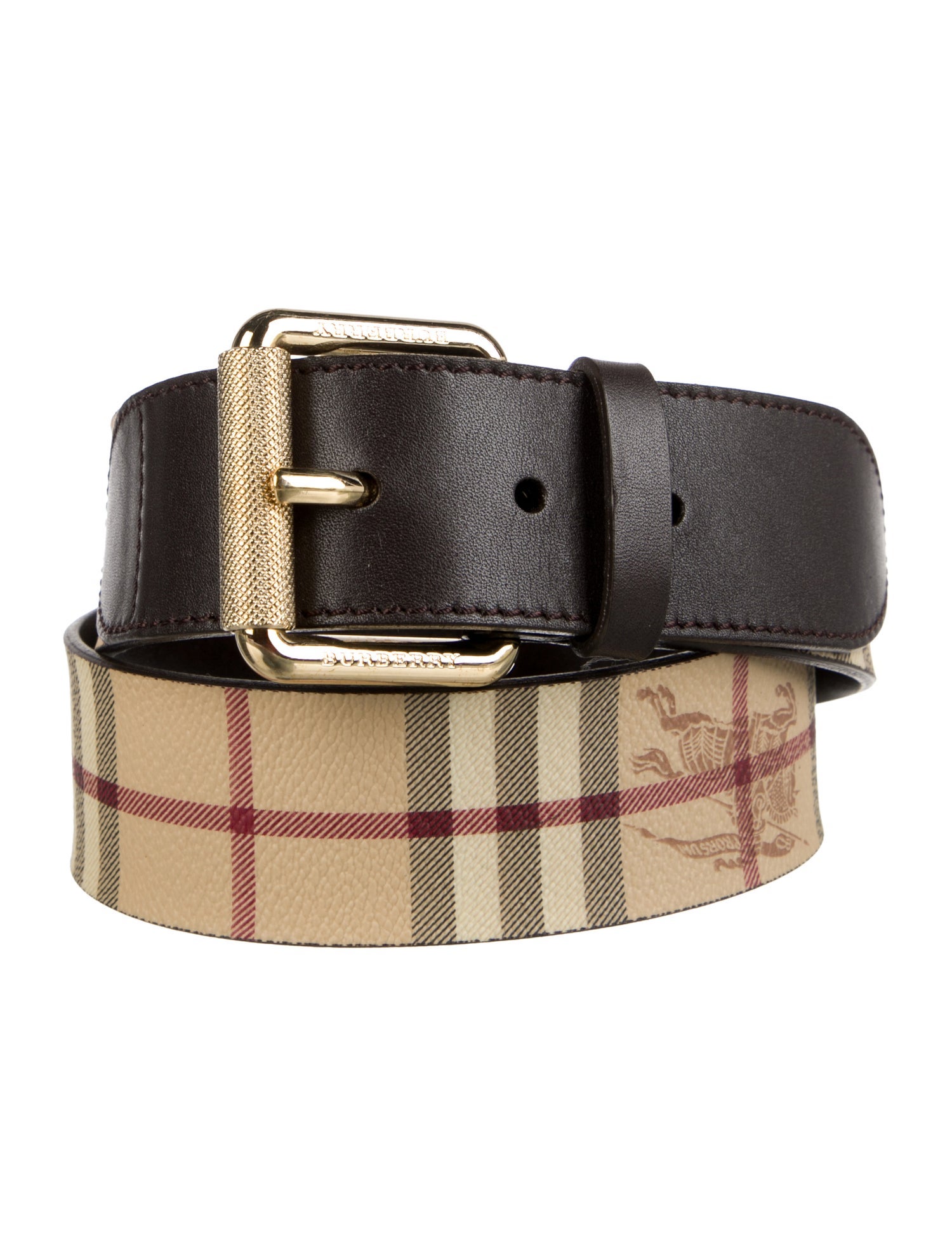 Burberry House Check Pattern Leather Belt