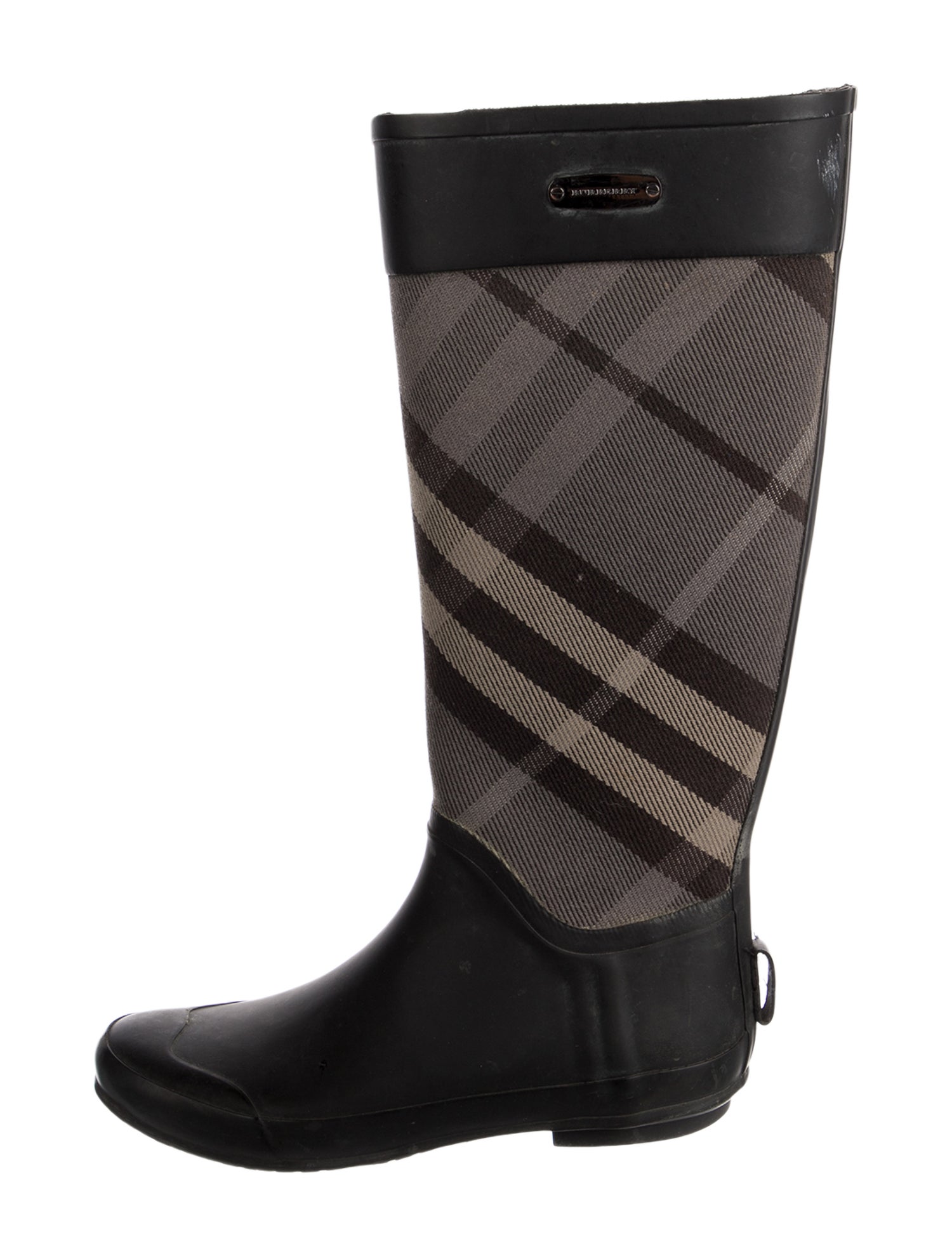 Burberry Rubber Plaid Print Rain Boots