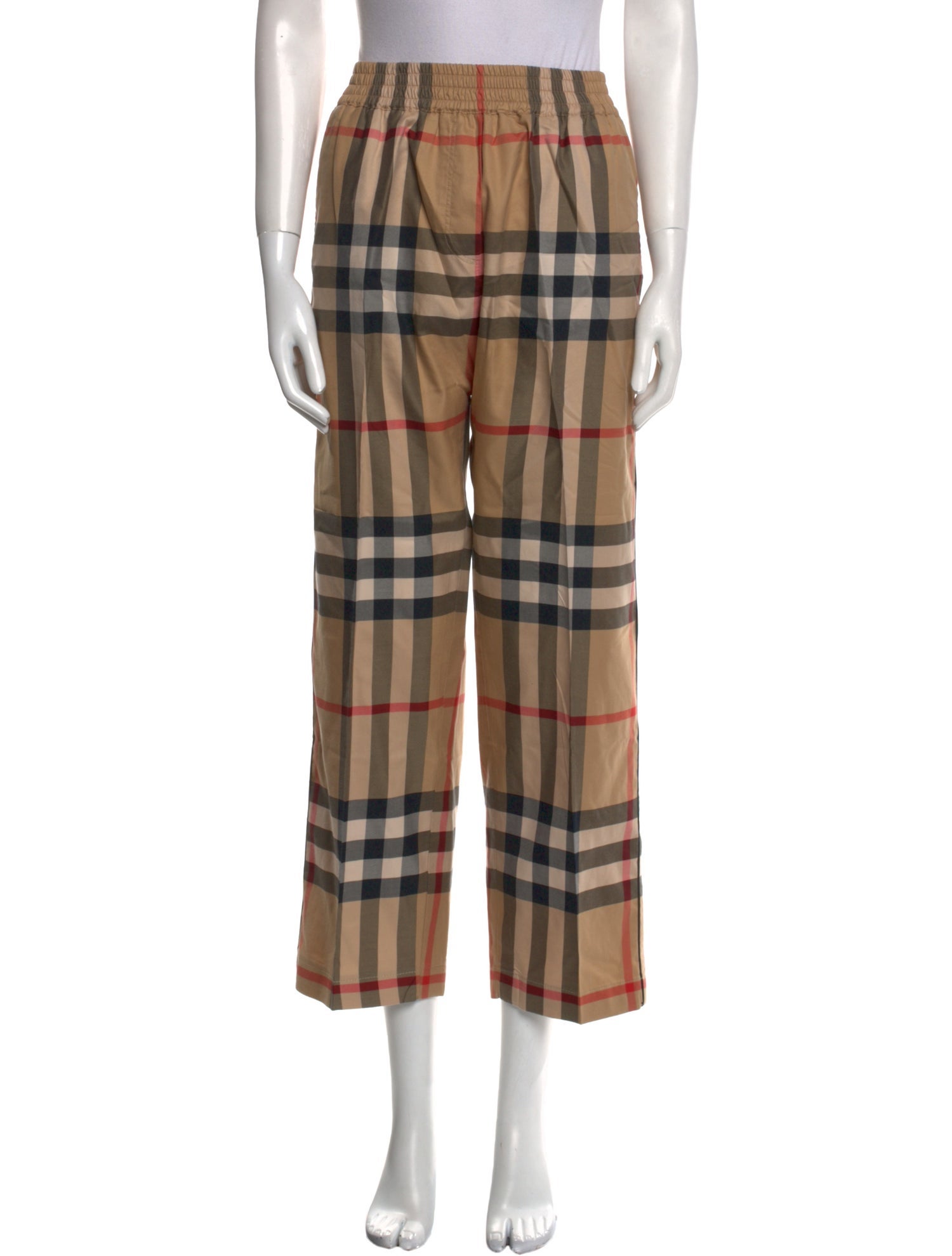 Burberry Plaid Print Wide Leg Pants