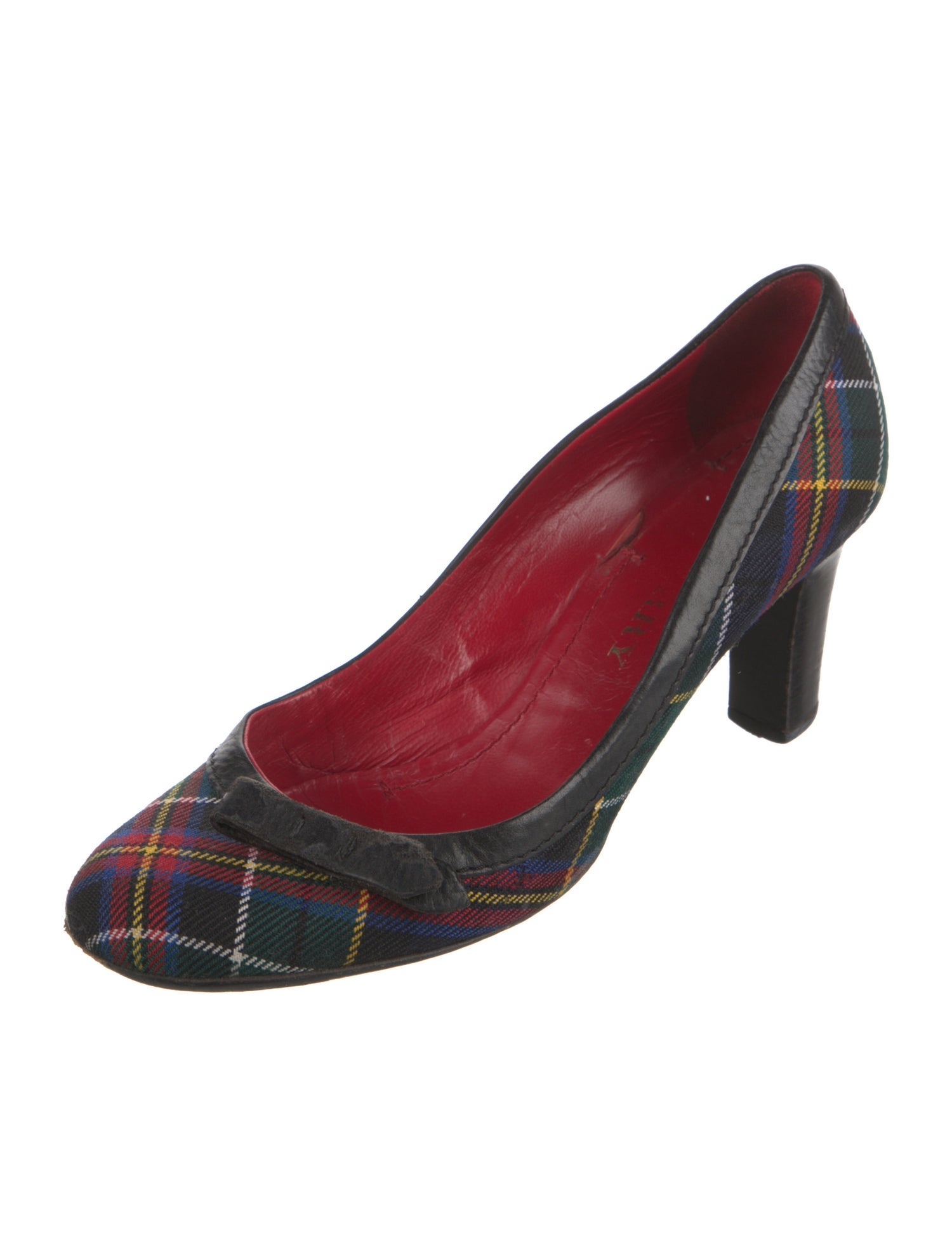 Burberry Canvas Plaid Print Pumps