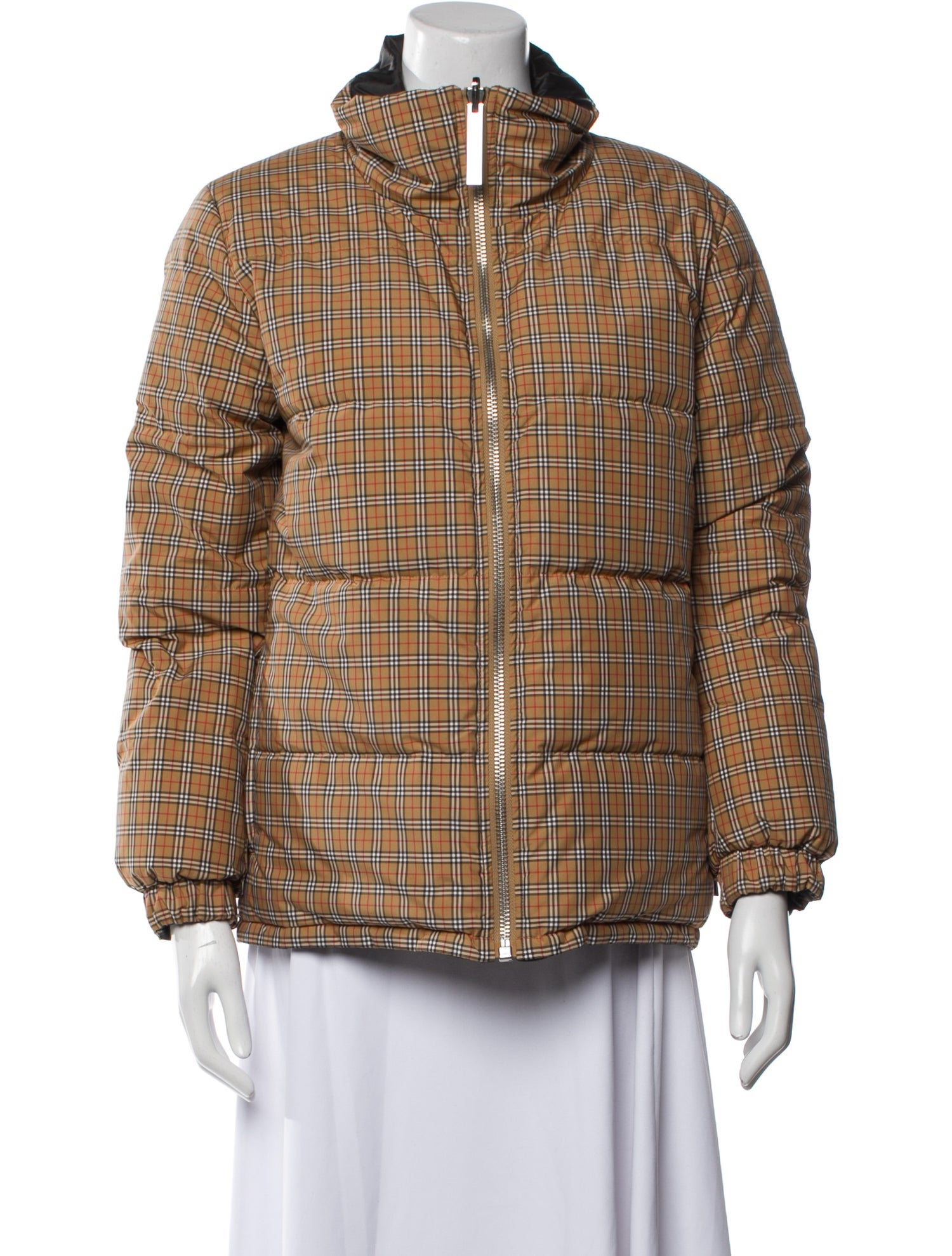 Burberry Plaid Print Down Jacket
