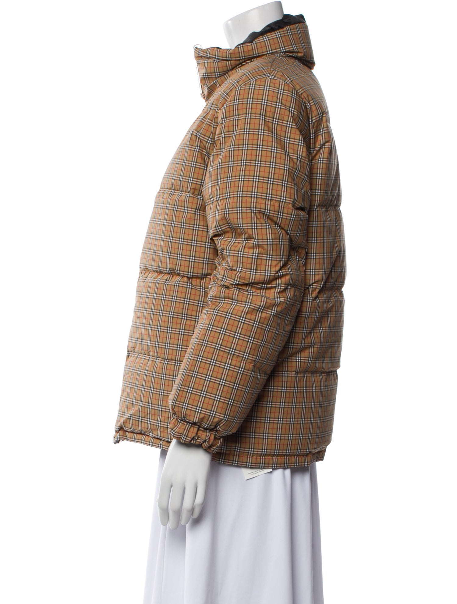 Burberry Plaid Print Down Jacket