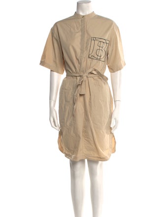 Burberry Mock Neck Knee-Length Dress