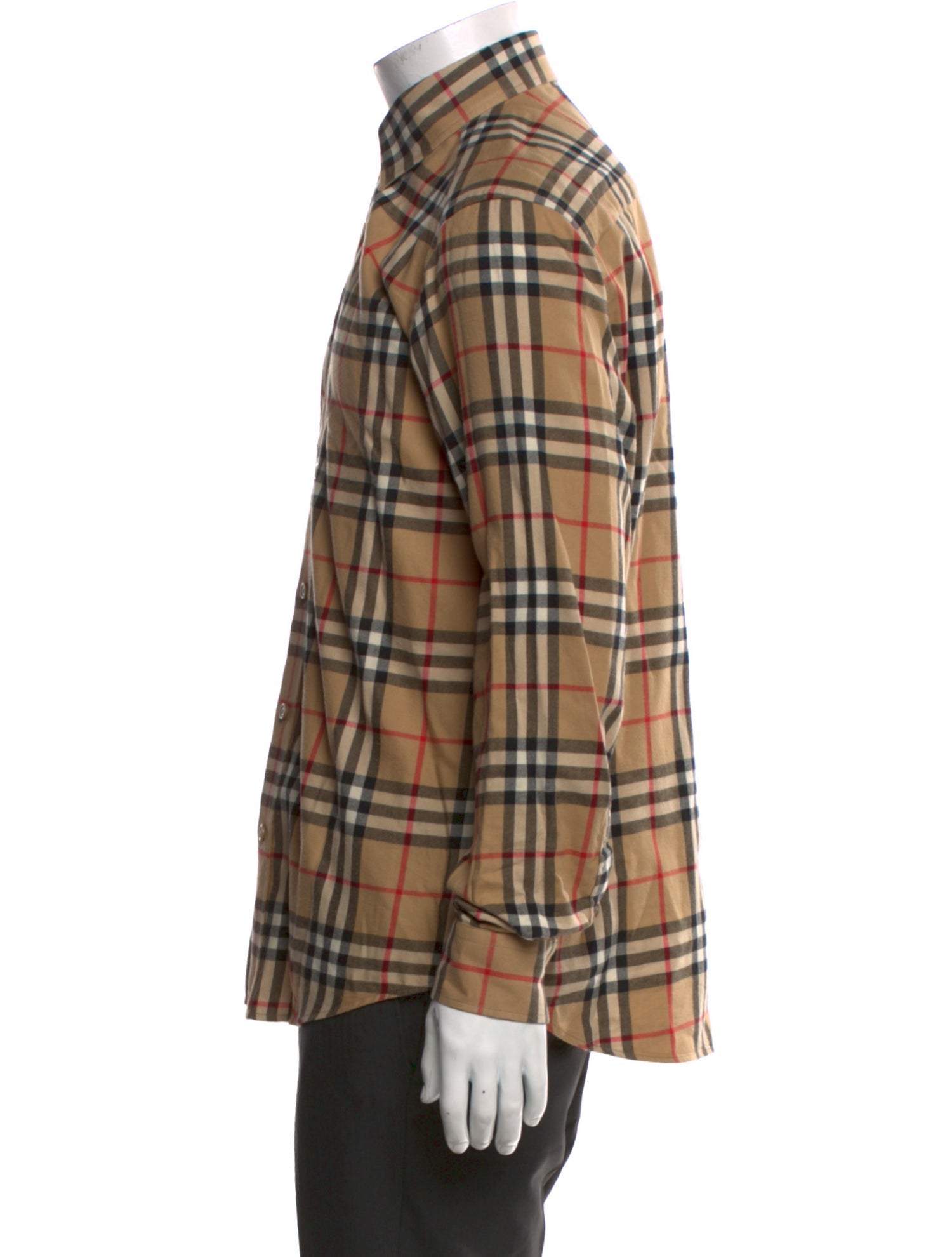 Burberry Plaid Print Long Sleeve Shirt