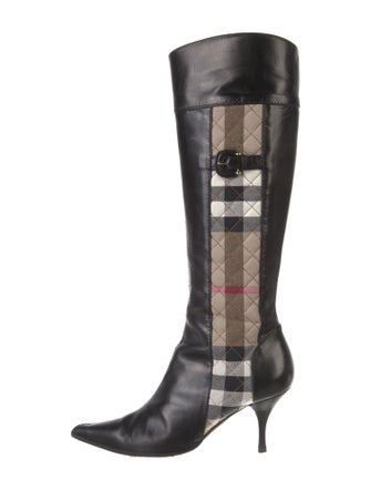 Burberry Nova Check Pattern Leather Boots