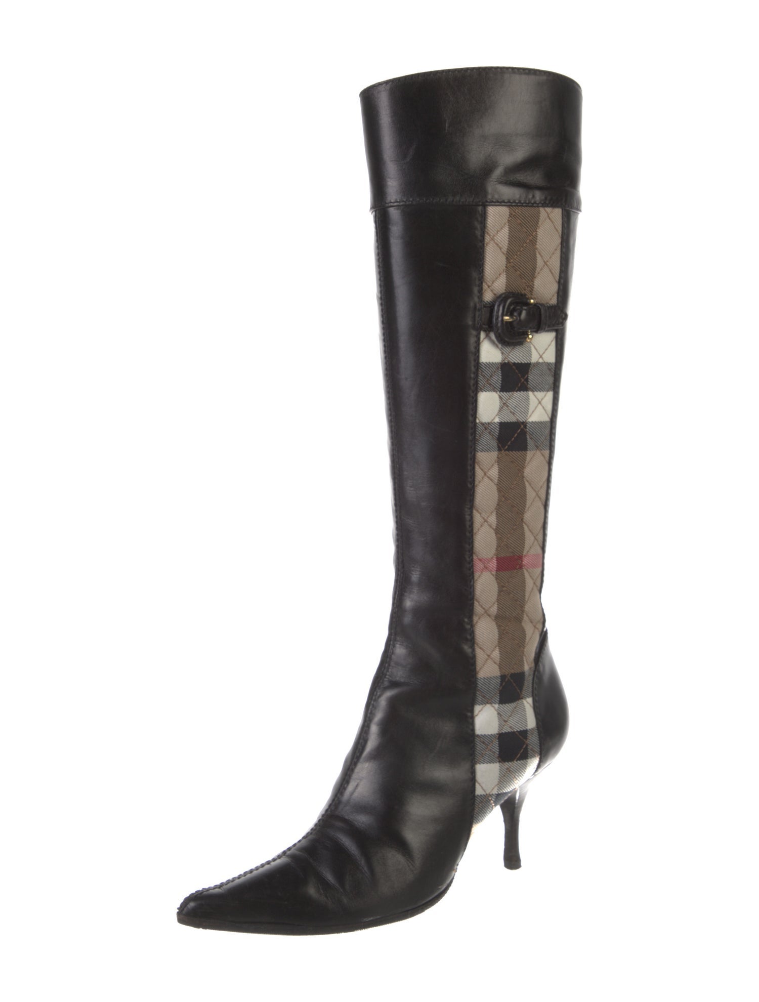 Burberry Nova Check Pattern Leather Boots