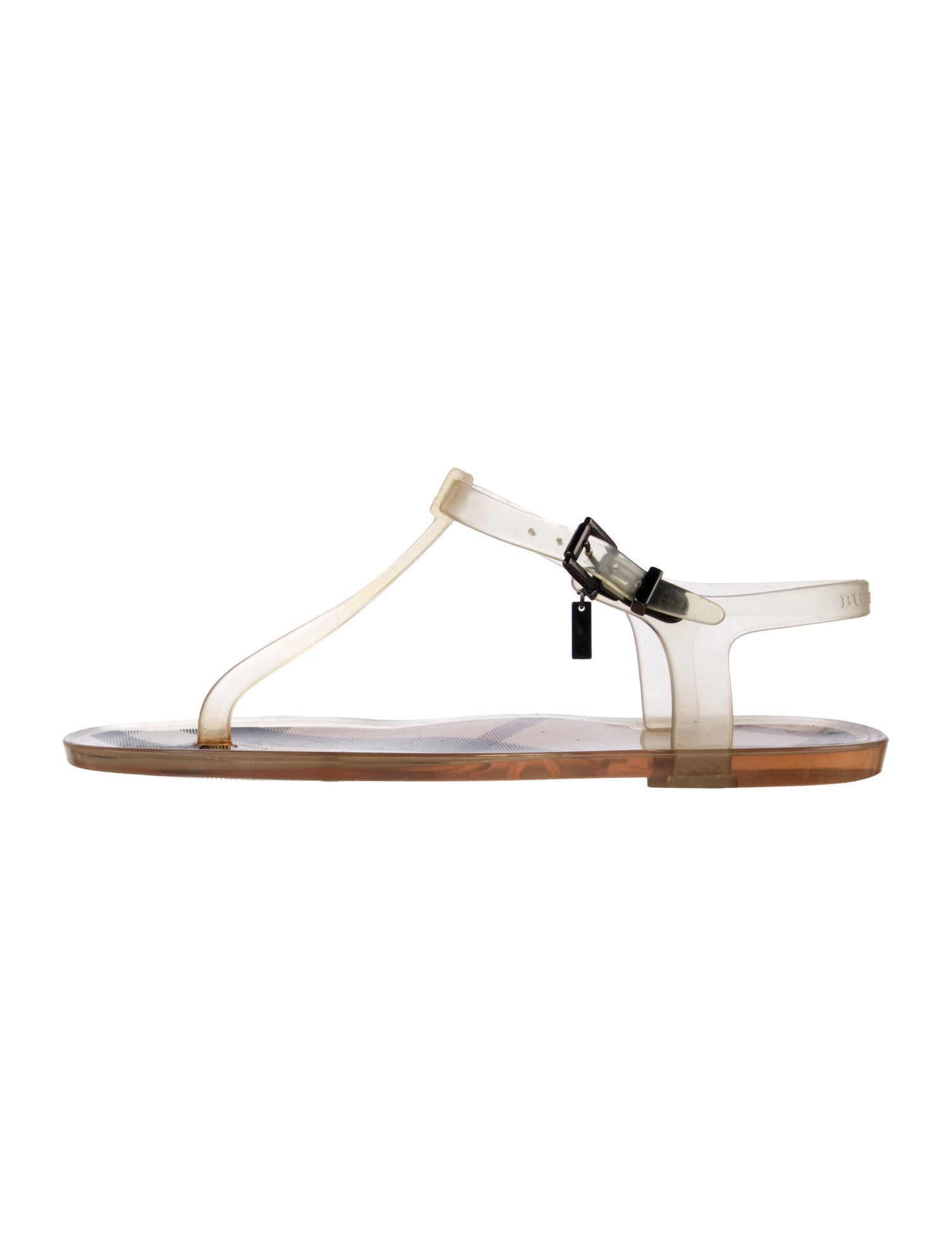 Burberry Rubber T-Strap Sandals