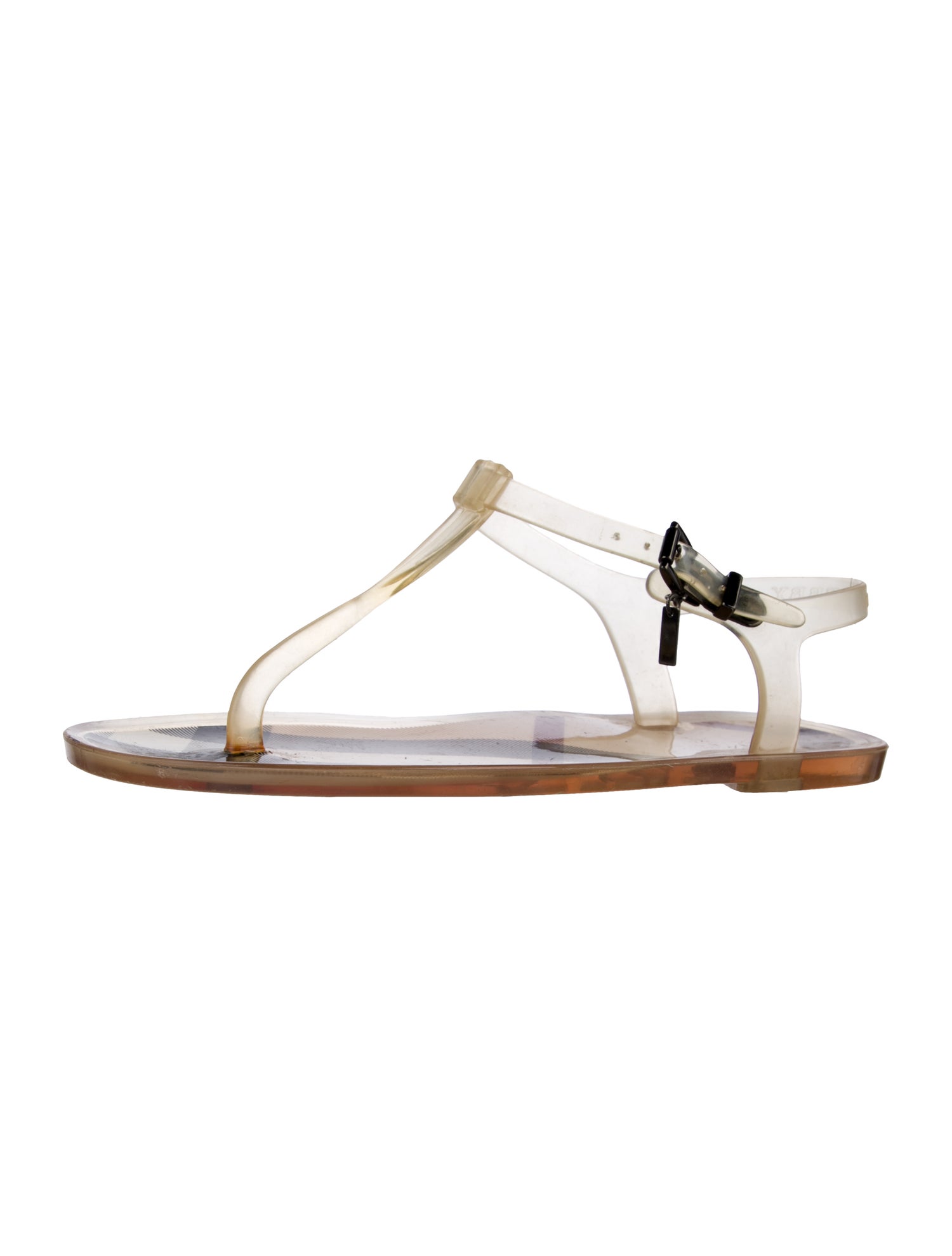 Burberry Rubber T-Strap Sandals