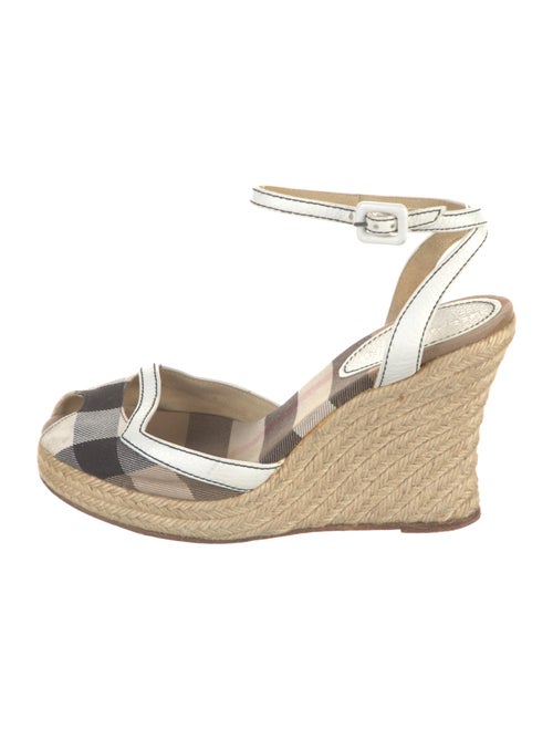 Burberry House Check Pattern Leather Trim Embellishment Slingback Pumps