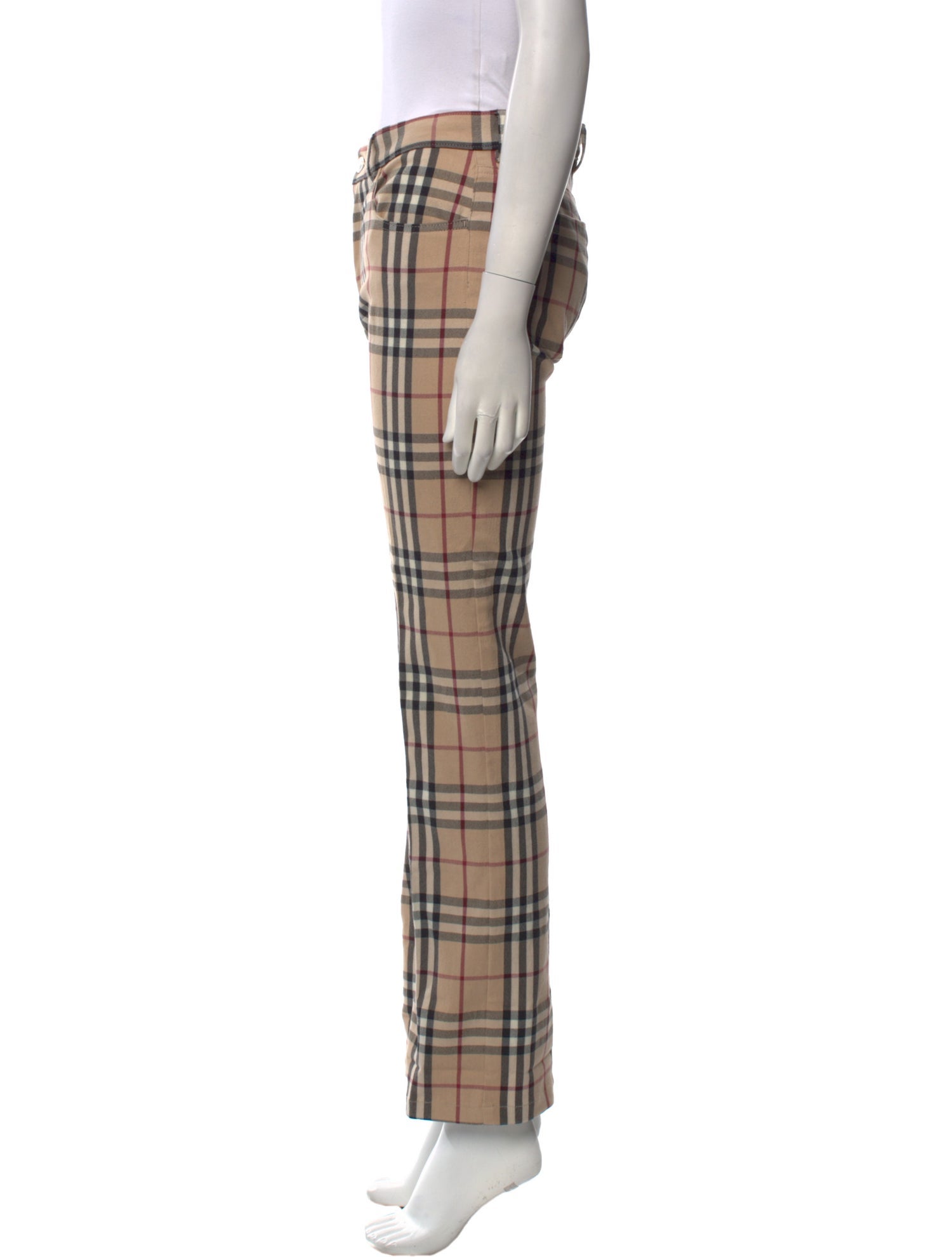 Burberry London Plaid Print Straight Leg Pants