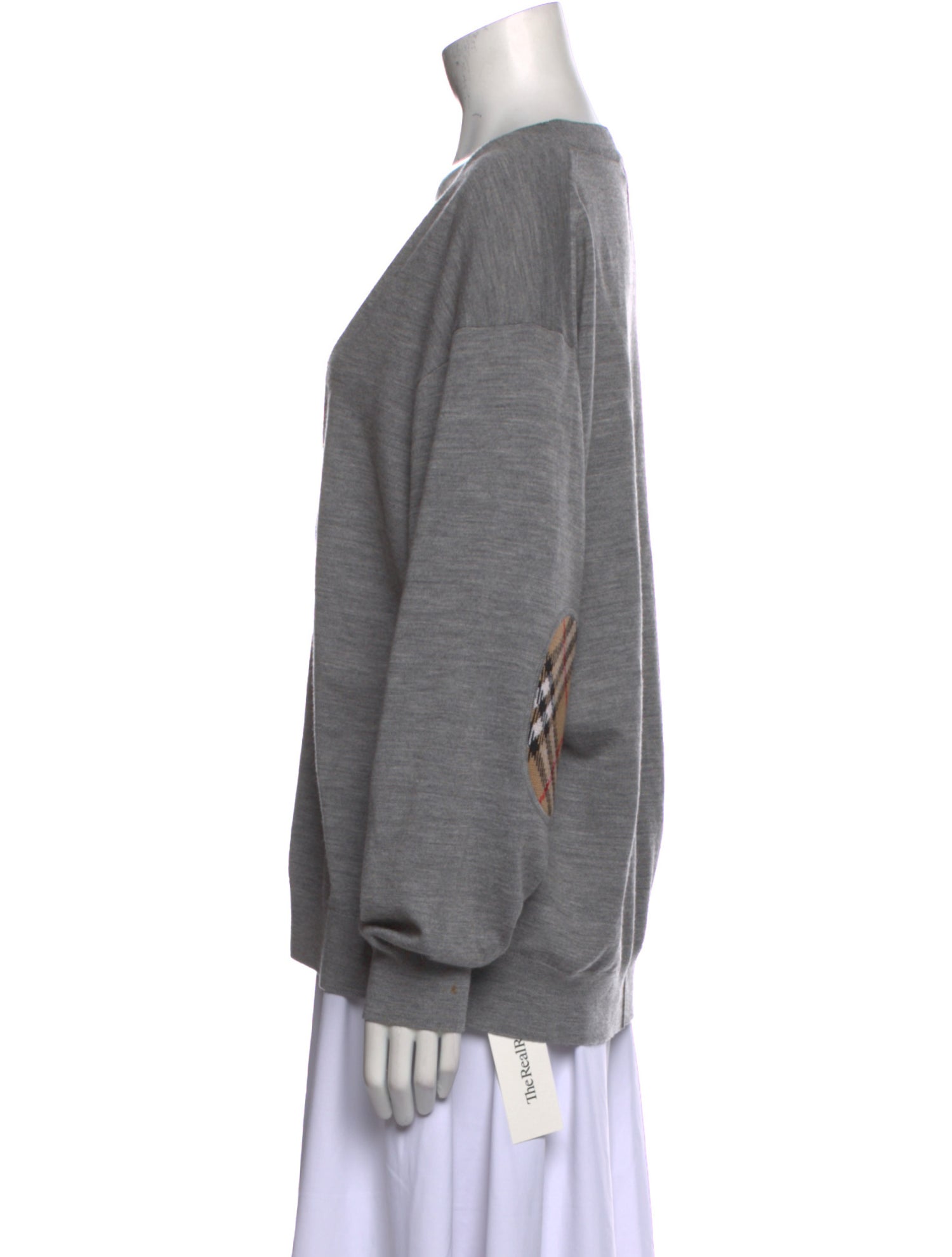 Burberry Merino Wool Plunge Neckline Sweater