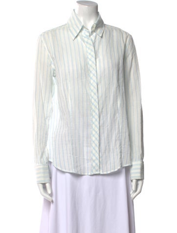 Burberry London Tops Striped Long Sleeve Button-Up Top L