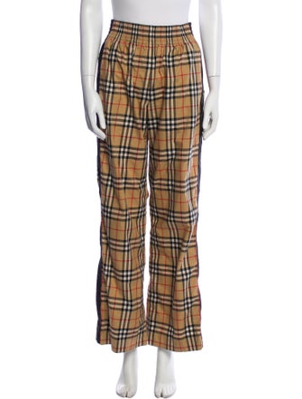 Burberry Plaid Print Wide Leg Pants
