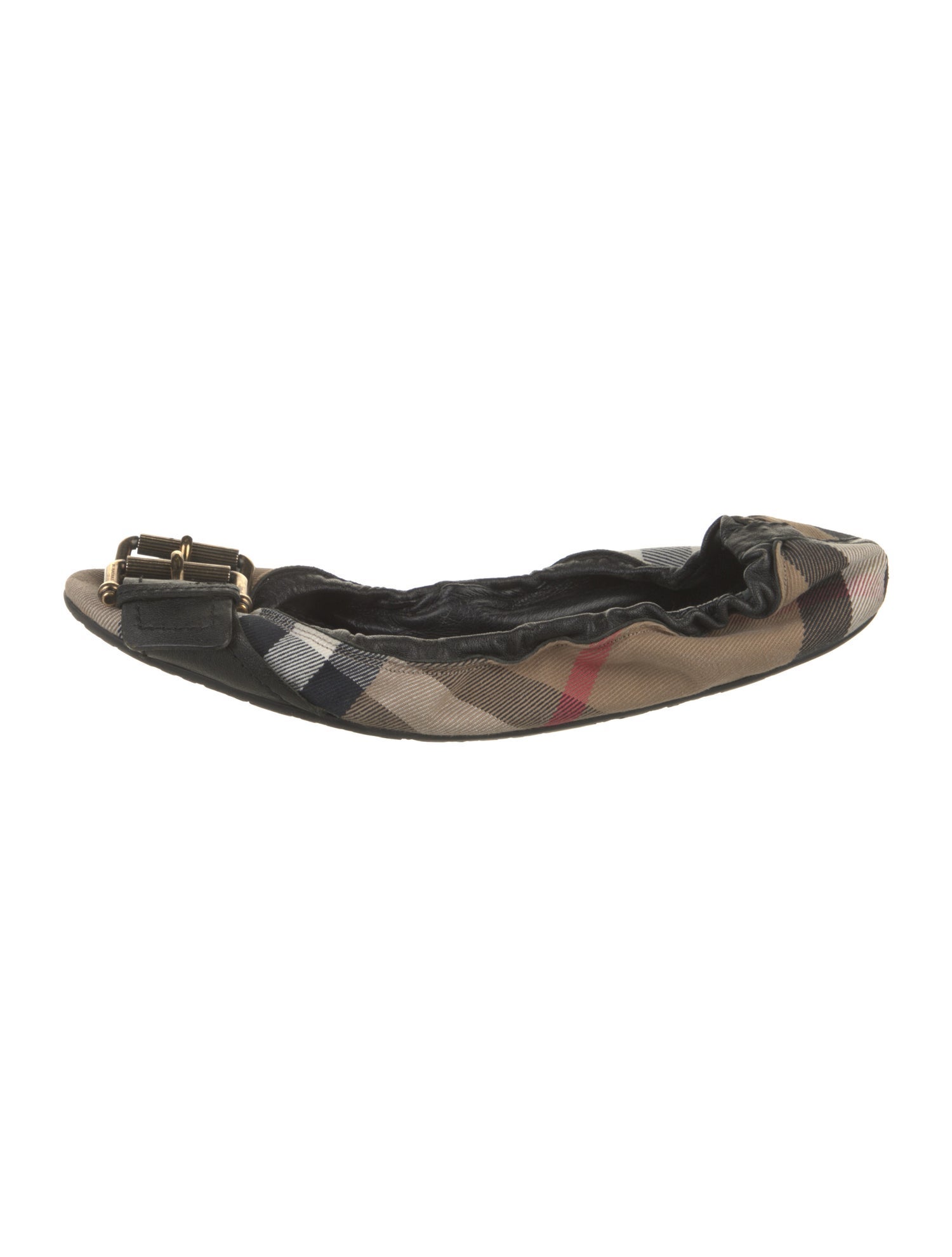 Burberry Canvas Plaid Print Ballet Flats