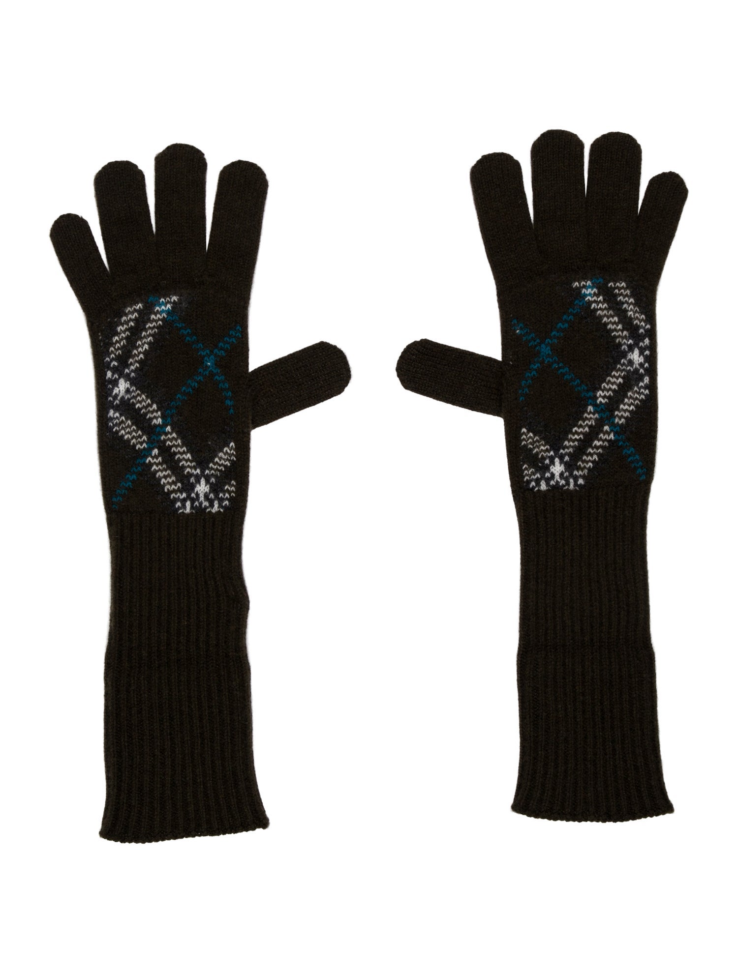 Burberry Green Pattern Printed Knit Gloves w/Tags