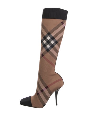 Burberry House Check Pattern Sock Boots
