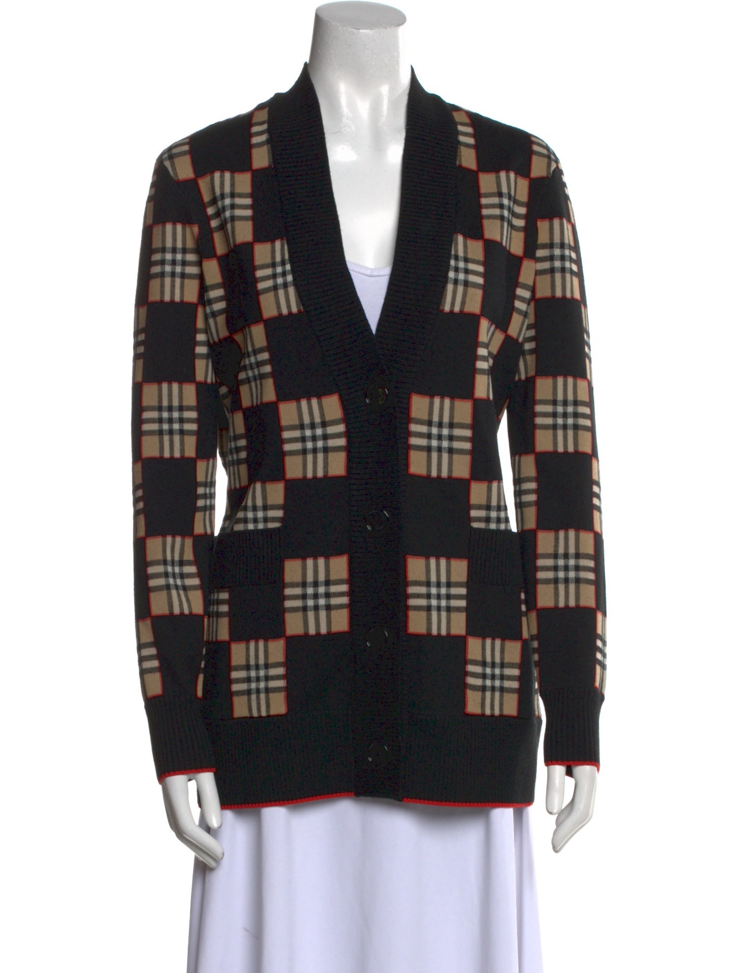 Burberry Merino Wool Plaid Print Sweater