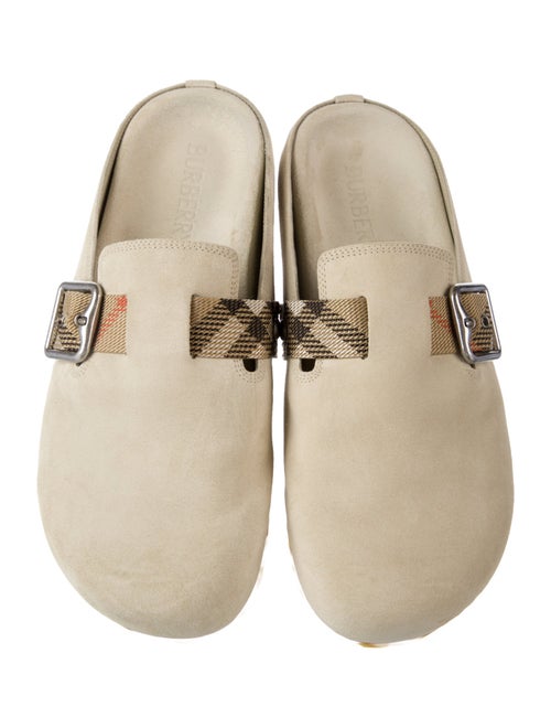 Burberry Suede Plaid Print Mules