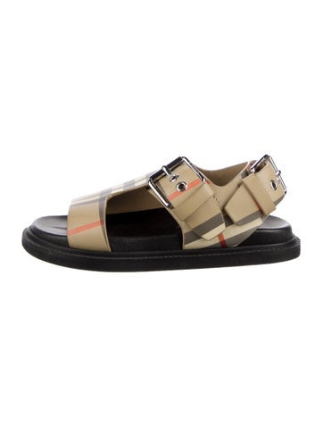 Burberry Sizes 2-6 Check Leather Sandals
