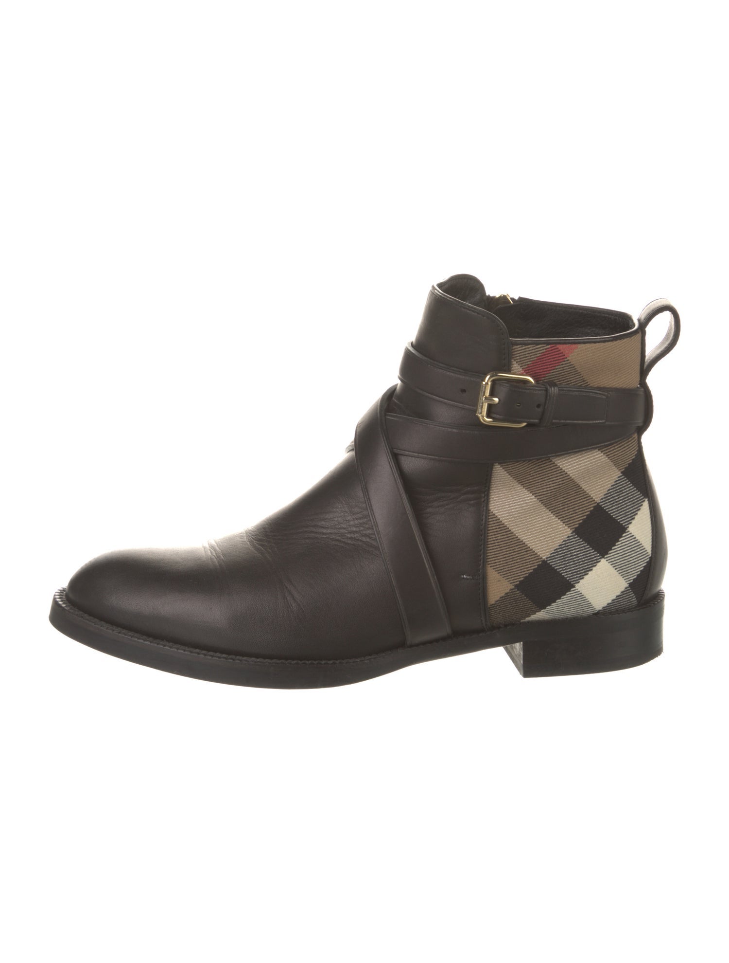 Burberry House Check Pattern Leather Boots