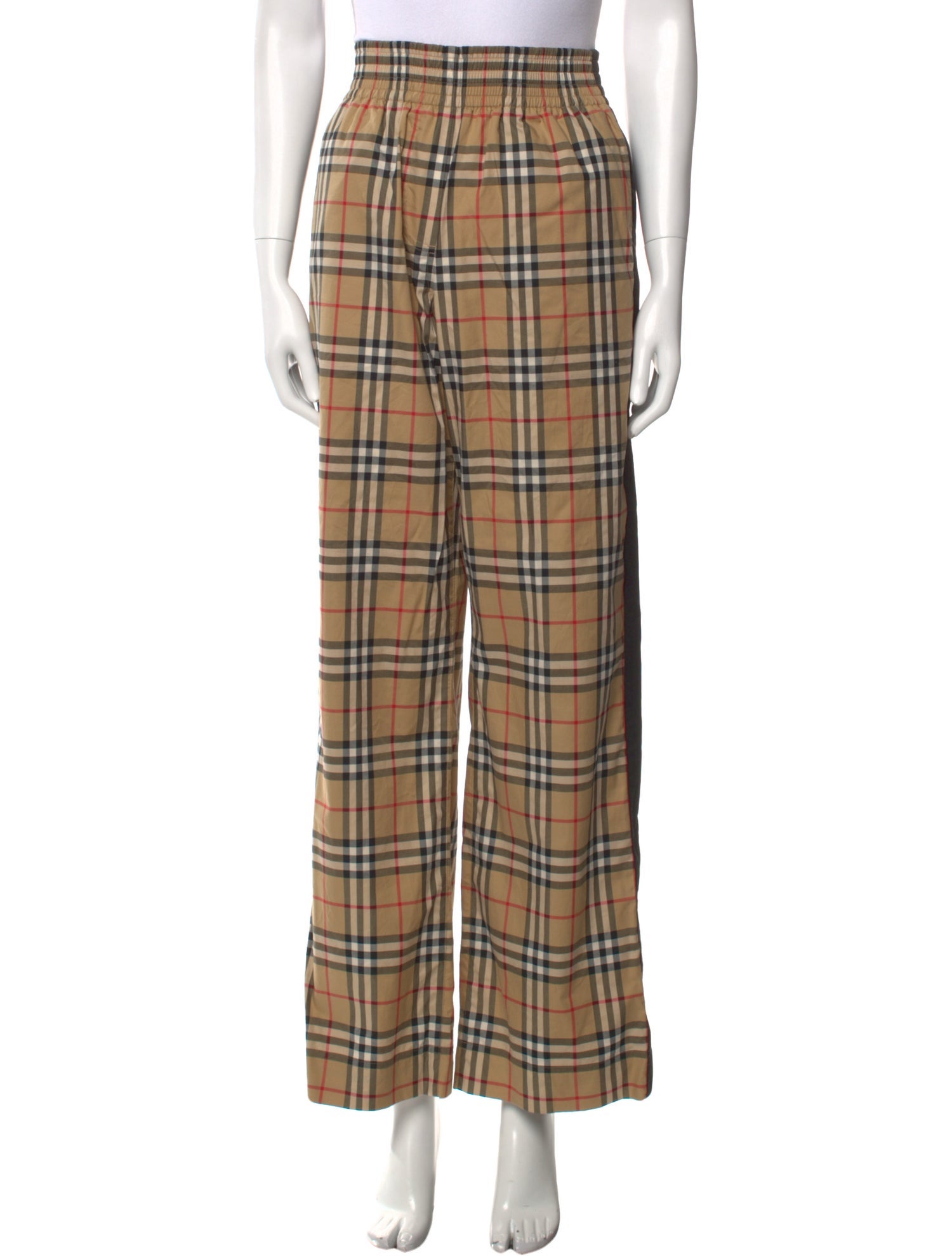 Burberry Plaid Print Wide Leg Pants