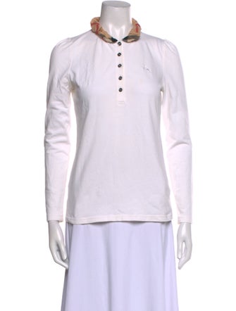 Burberry Mock Neck Long Sleeve Polo
