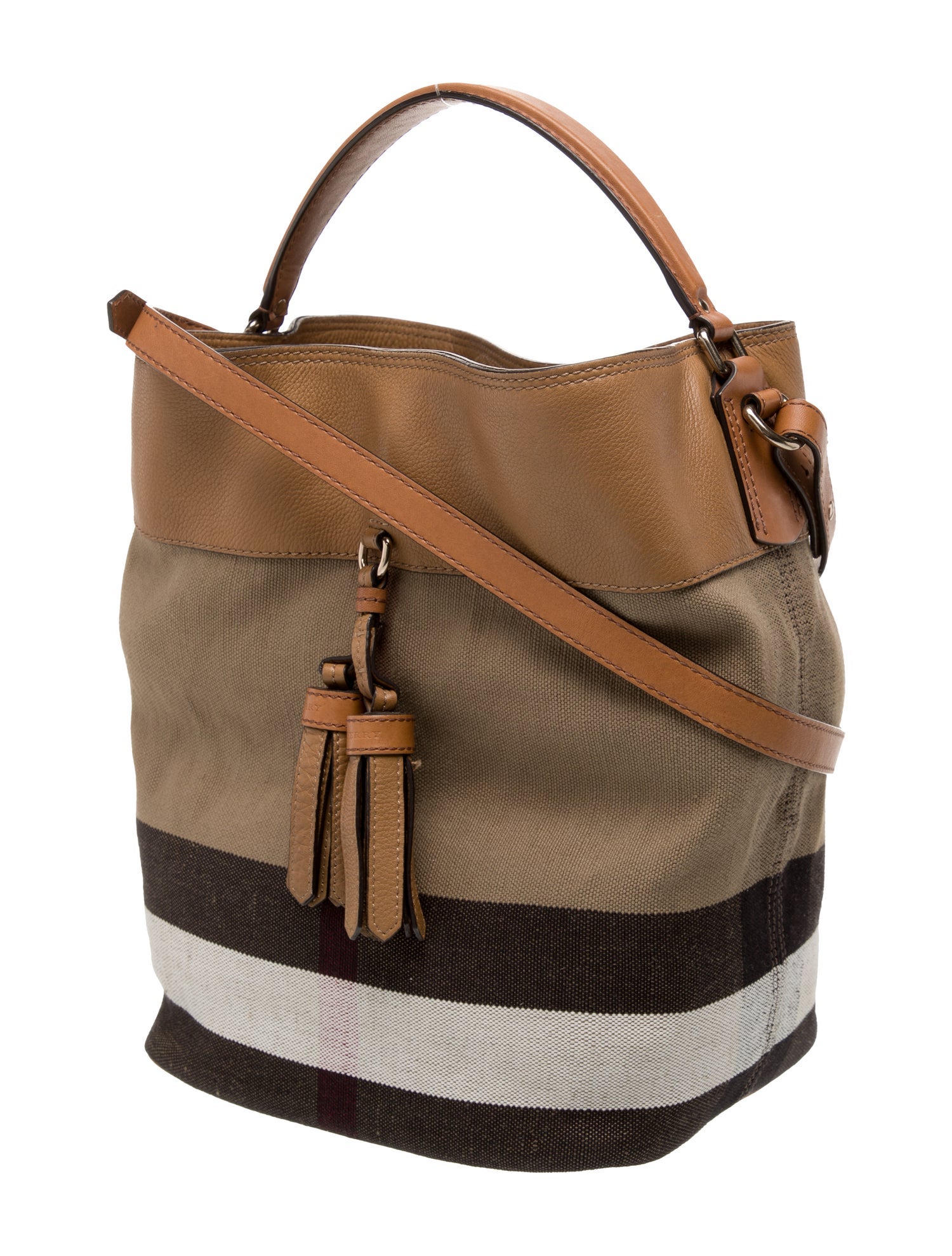 Burberry Exploded Check Bucket Bag Large