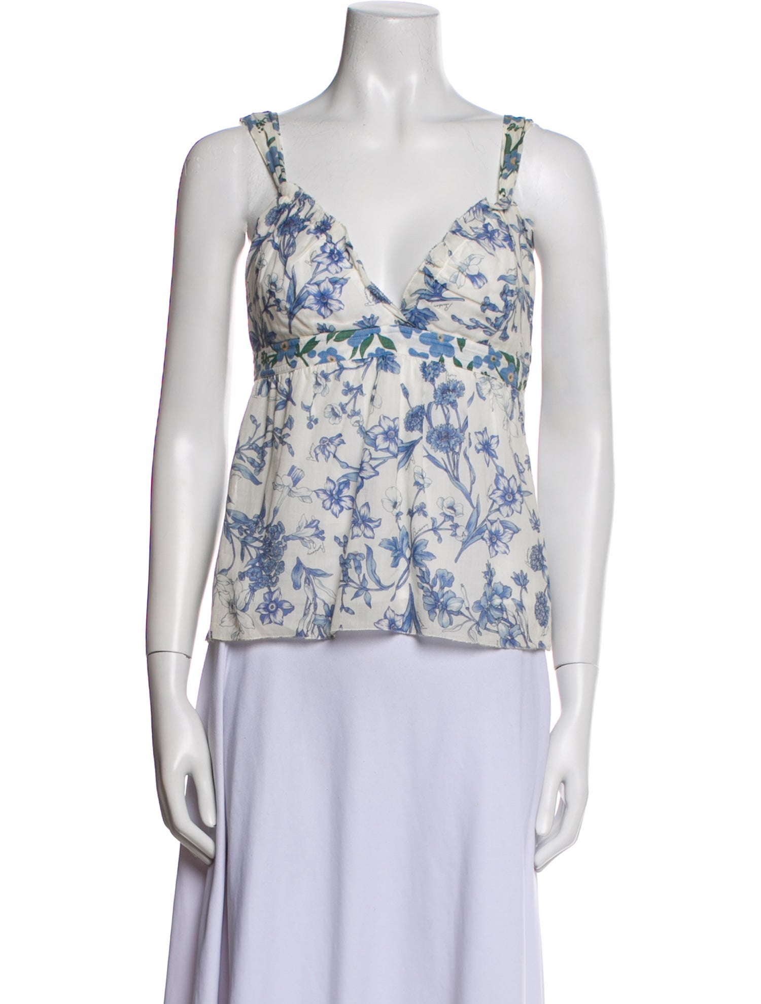 Burberry Prorsum Floral Print V-Neck Crop Top