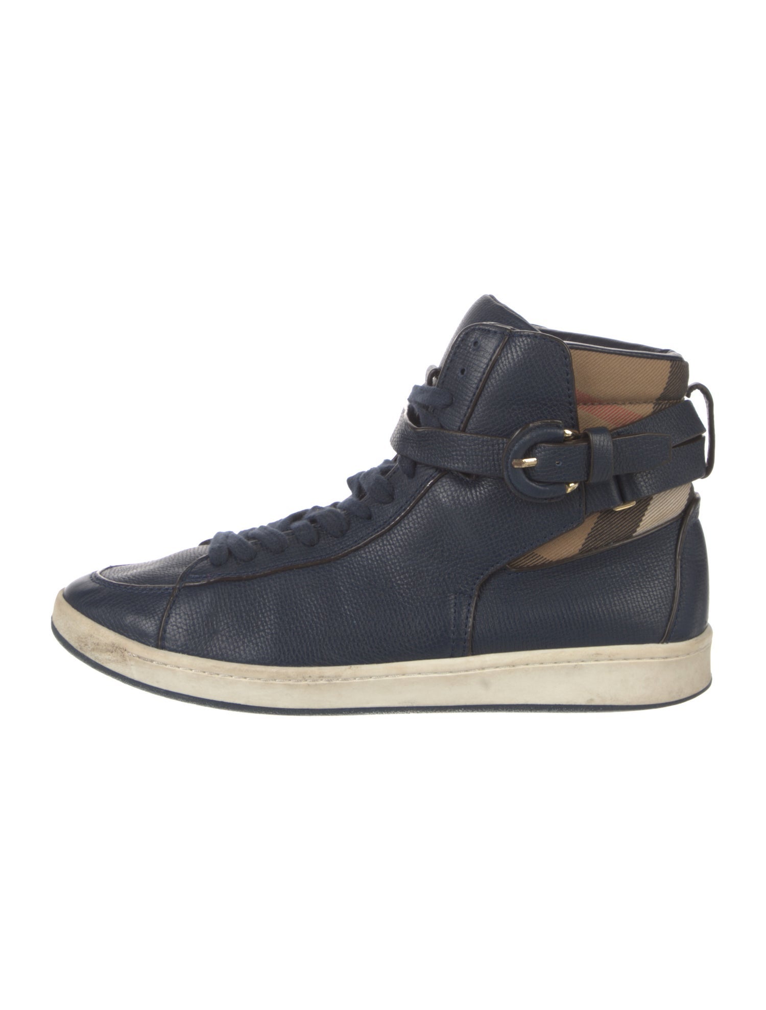 Burberry House Check Pattern Leather Sneakers