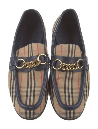 Burberry Haymarket Check Pattern Canvas Loafers