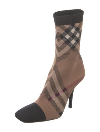 Burberry Smoked Check Pattern Sock Boots