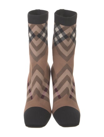 Burberry Smoked Check Pattern Sock Boots