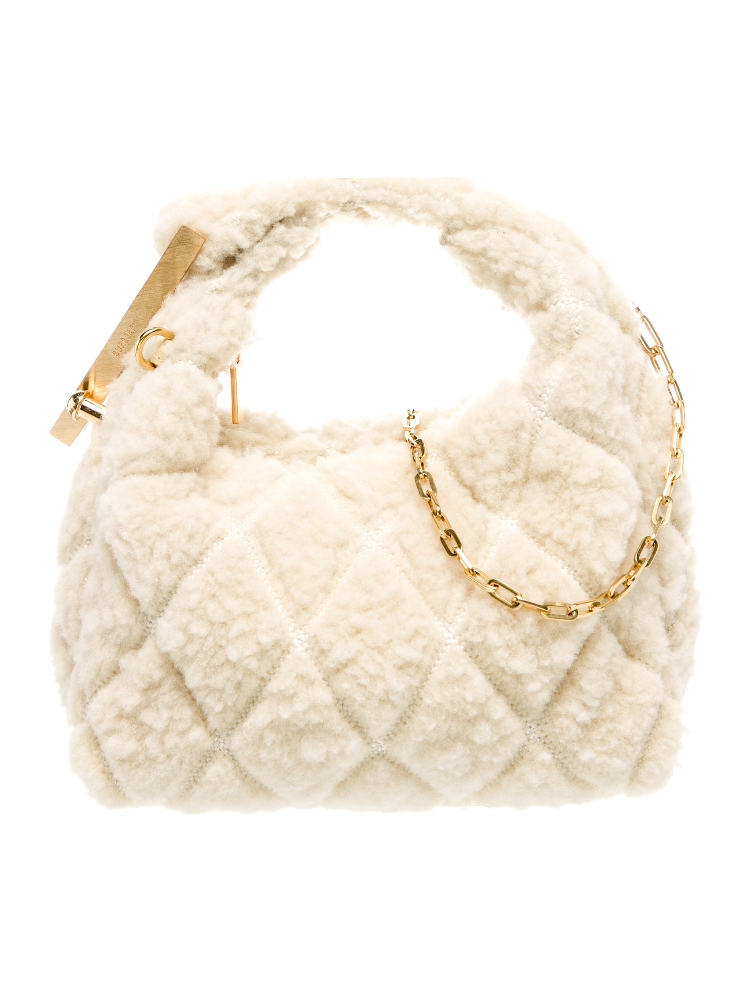 Burberry Shearling Micro Peg Purse - - Leather - Beige Brown Micro