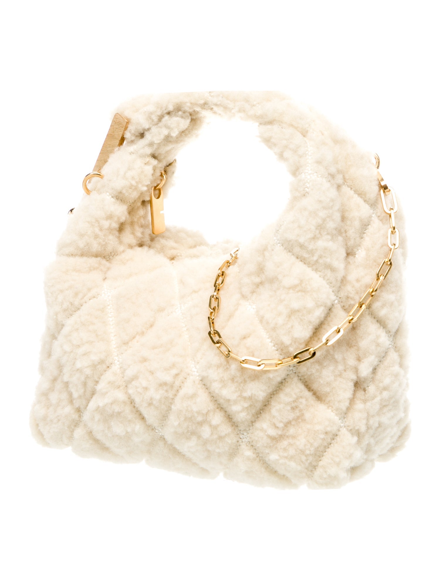 Burberry Shearling Micro Peg Purse - - Leather - Beige Brown Micro