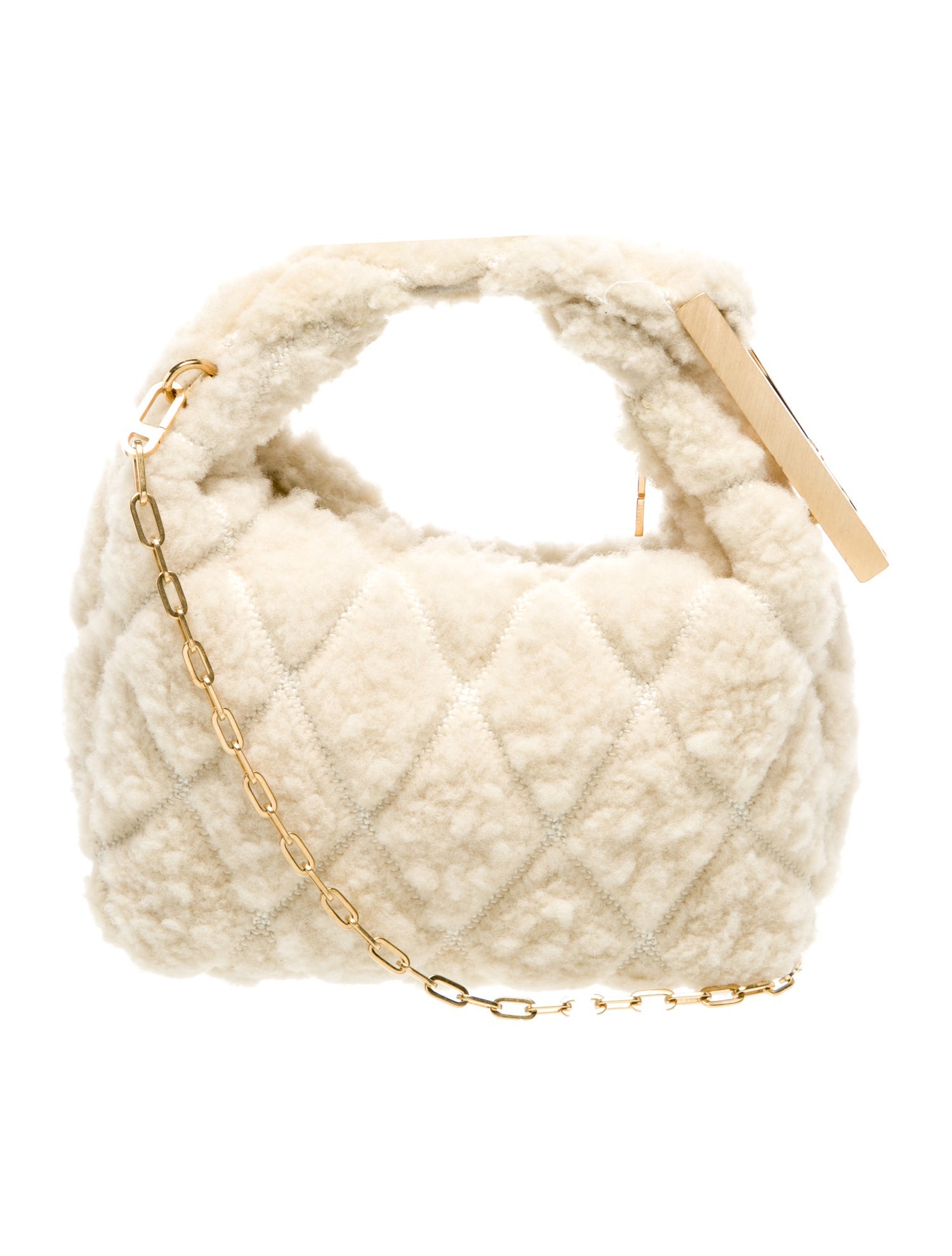 Burberry Shearling Micro Peg Purse - - Leather - Beige Brown Micro