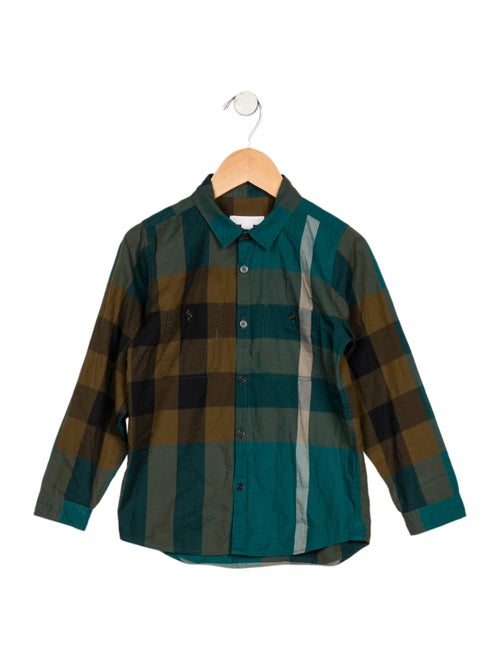 Burberry toddler boys' blue pattern printed button up