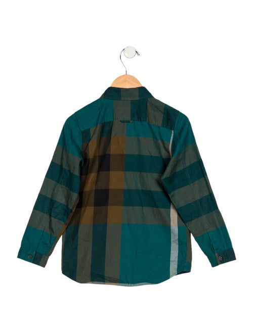 Burberry toddler boys' blue pattern printed button up