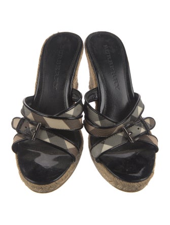 Burberry Nova Check Pattern Patent Leather Espadrilles