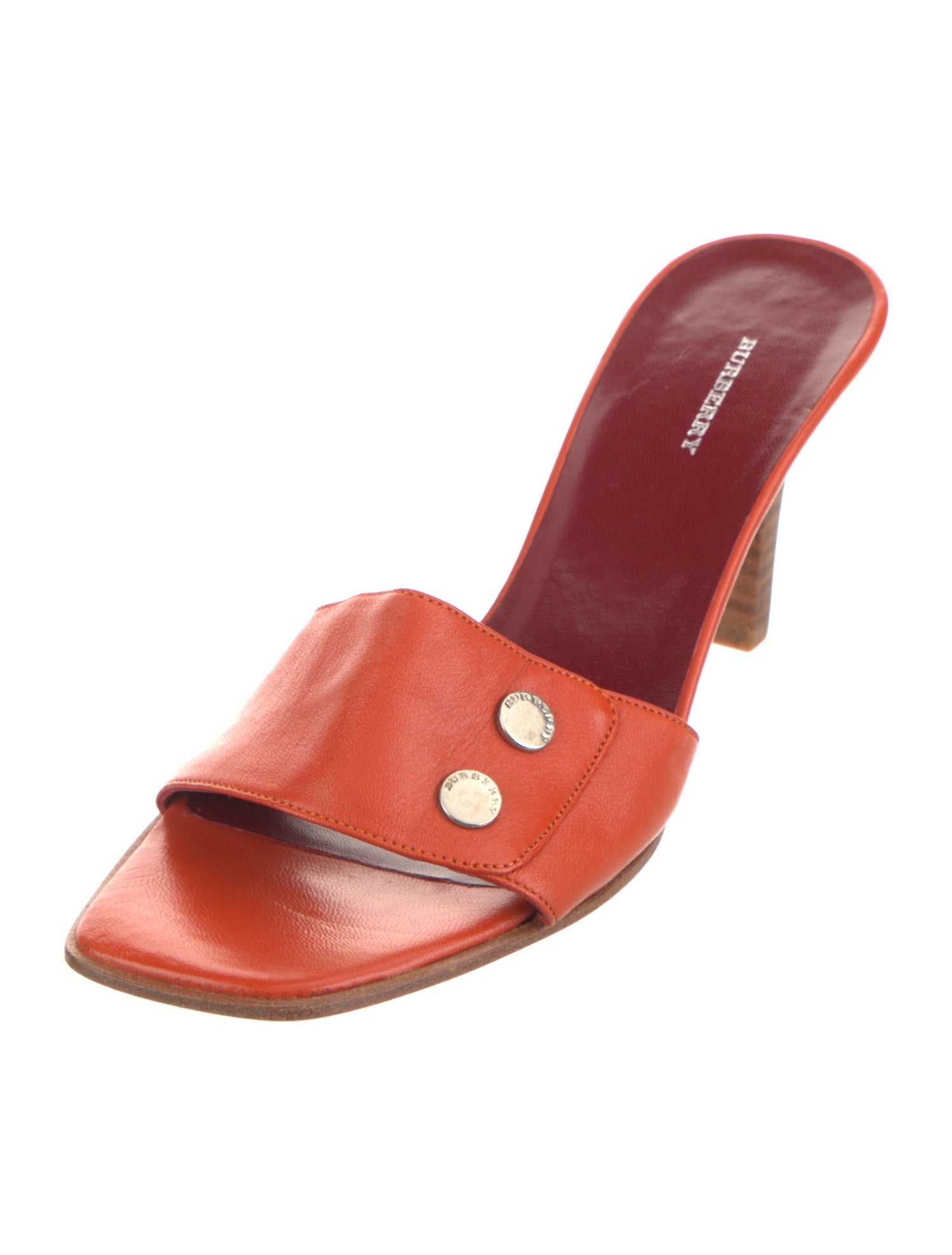 Burberry Leather Studded Accents Slides