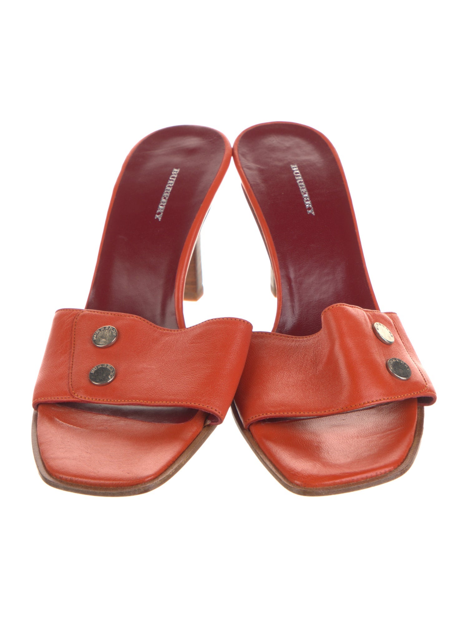 Burberry Leather Studded Accents Slides