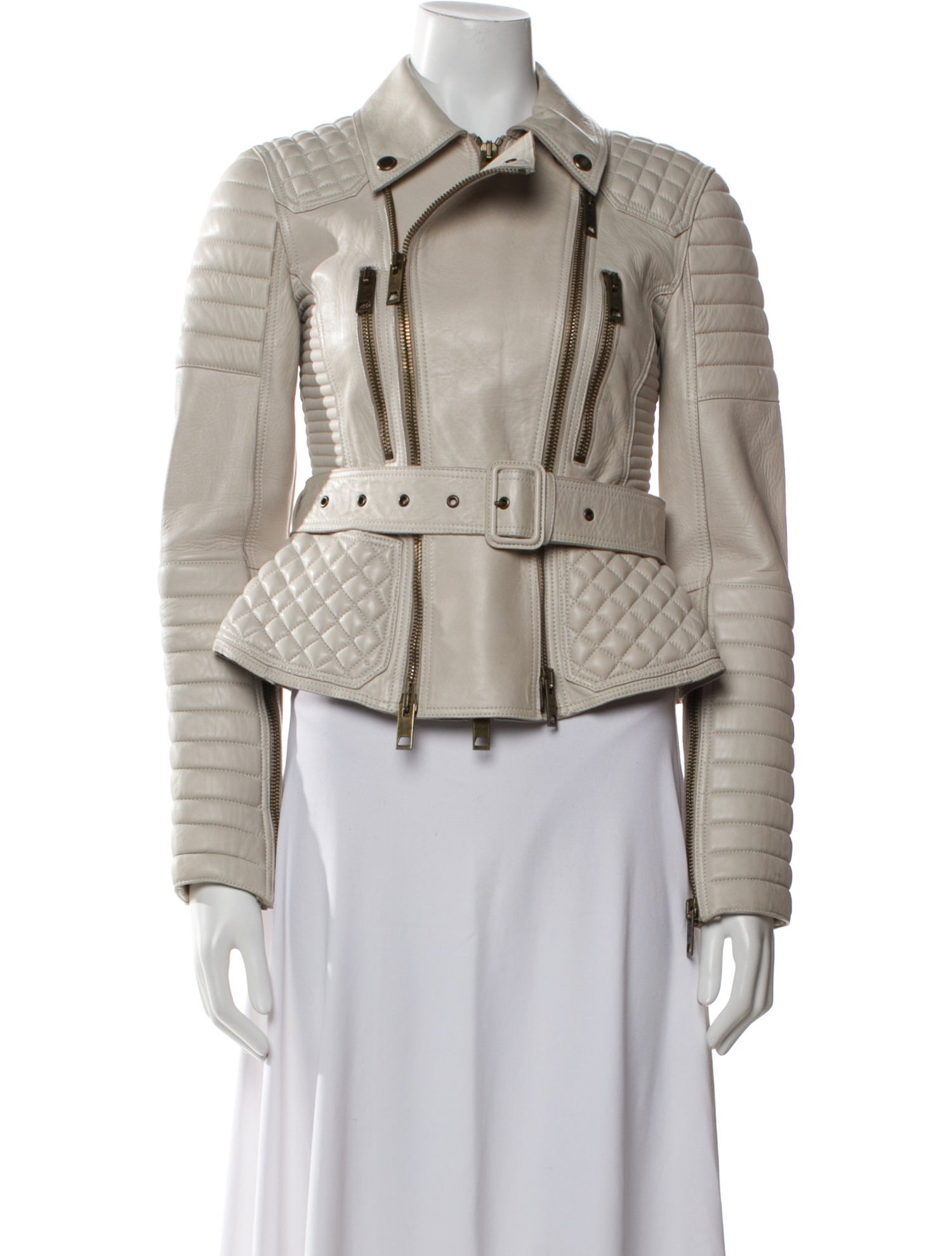 Burberry Prorsum Leather Tweed Pattern Biker Jacket