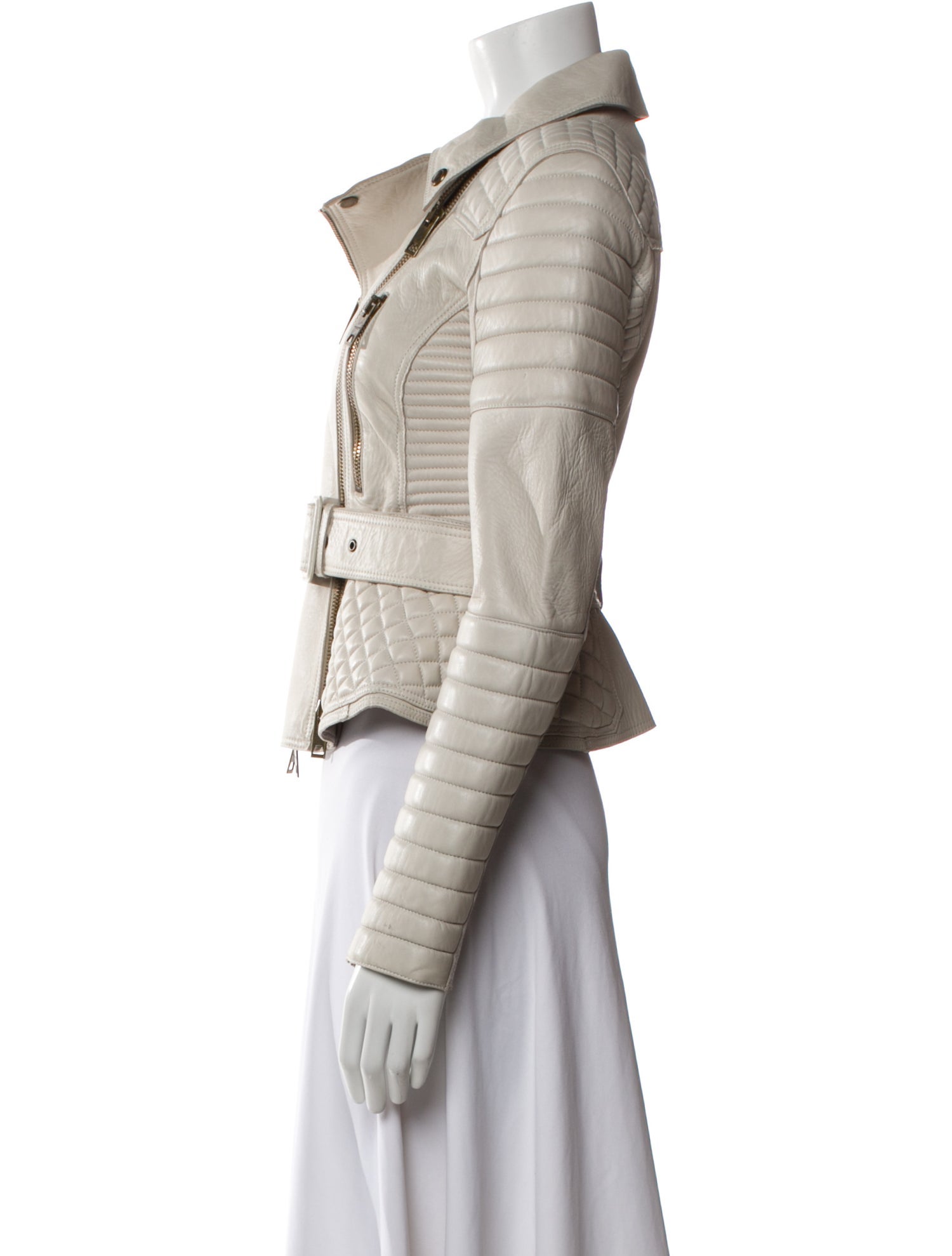 Burberry Prorsum Leather Tweed Pattern Biker Jacket